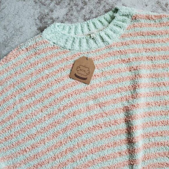 Kori America Fuzzy Fleece Striped Sweater NWT Oversized SZ L Womens - Picture 4 of 8